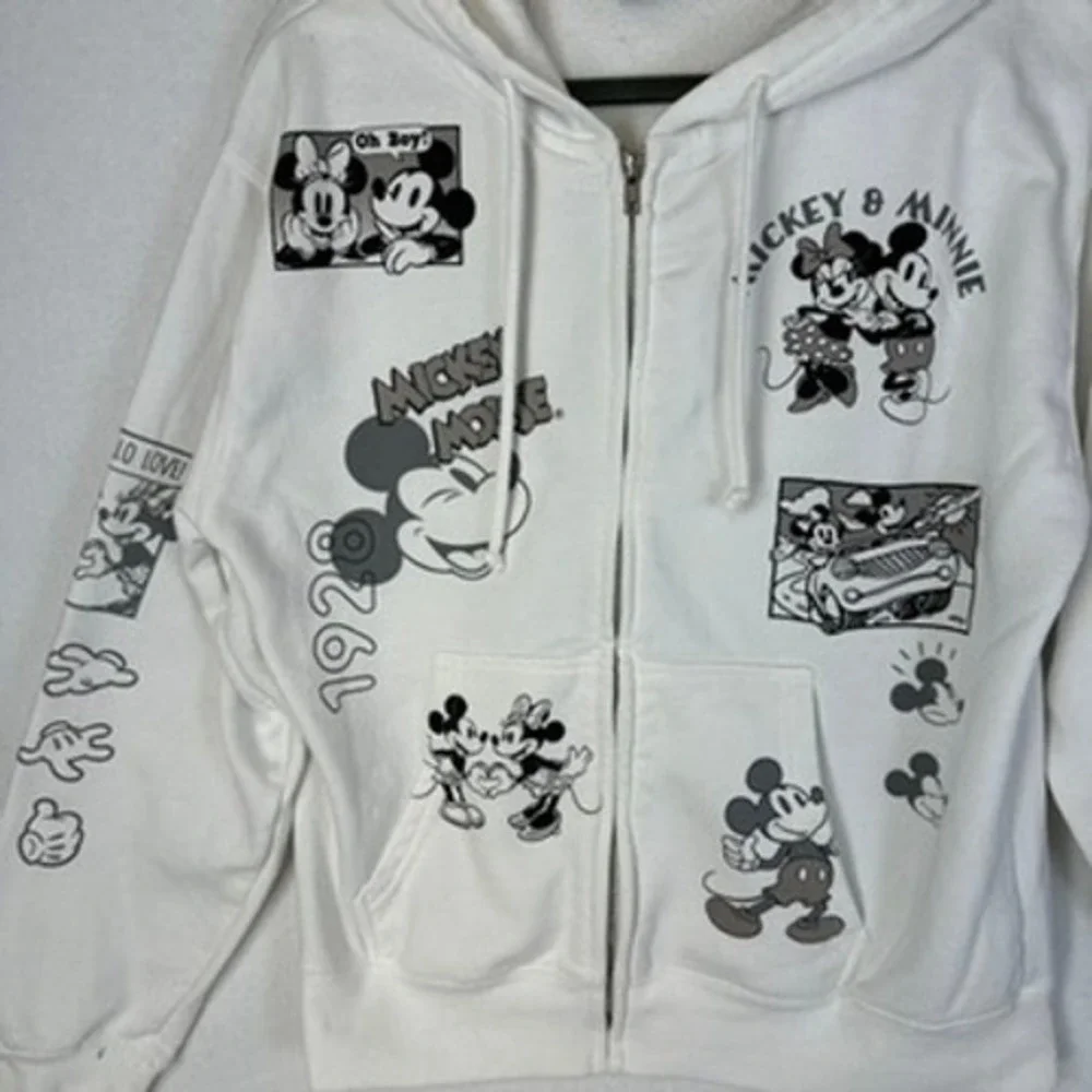 Kids Disney Mickey & Friends White Zip Up Hoodie Sweatshirt Size SM